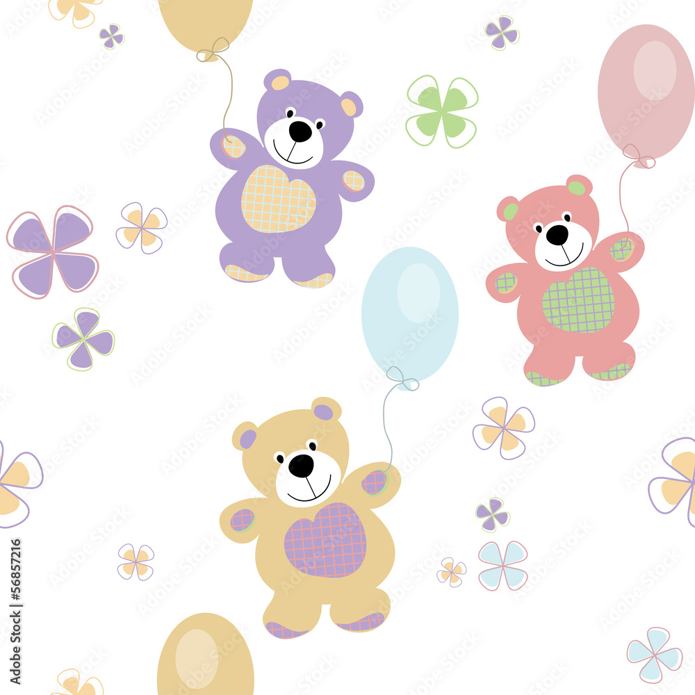 vector seamless pattern with bears for baby