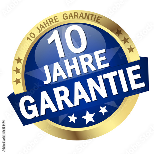 Button mit Banner " 10 JAHRE GARANTIE "