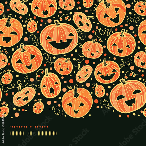 vector Halloween pumpkins horizontal border seamless pattern