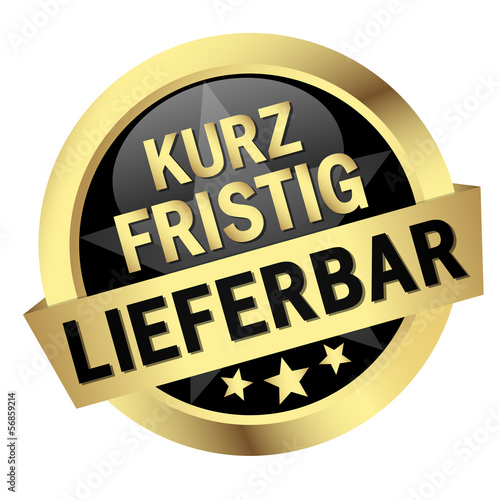 Button mit Banner " KURZFRISTIG LIEFERBAR "