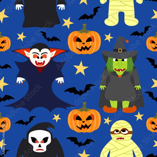 Halloween seamless  background with cartoon holiday monster © dicraftsman