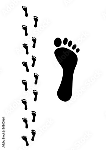 Black foot prints - vector illustration.