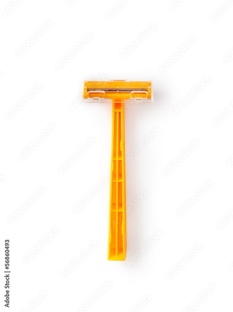 orange disposable razor isolated on a white background orange disposable razor isolated on a white background