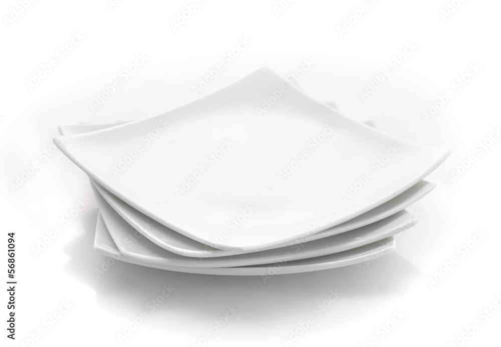 stack of square plates isolated on a white background stack of square plates isolated on a white background