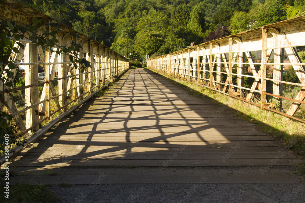 Footbridge once a railway bridge – the Wire Bridge at Tintern. Stock ...