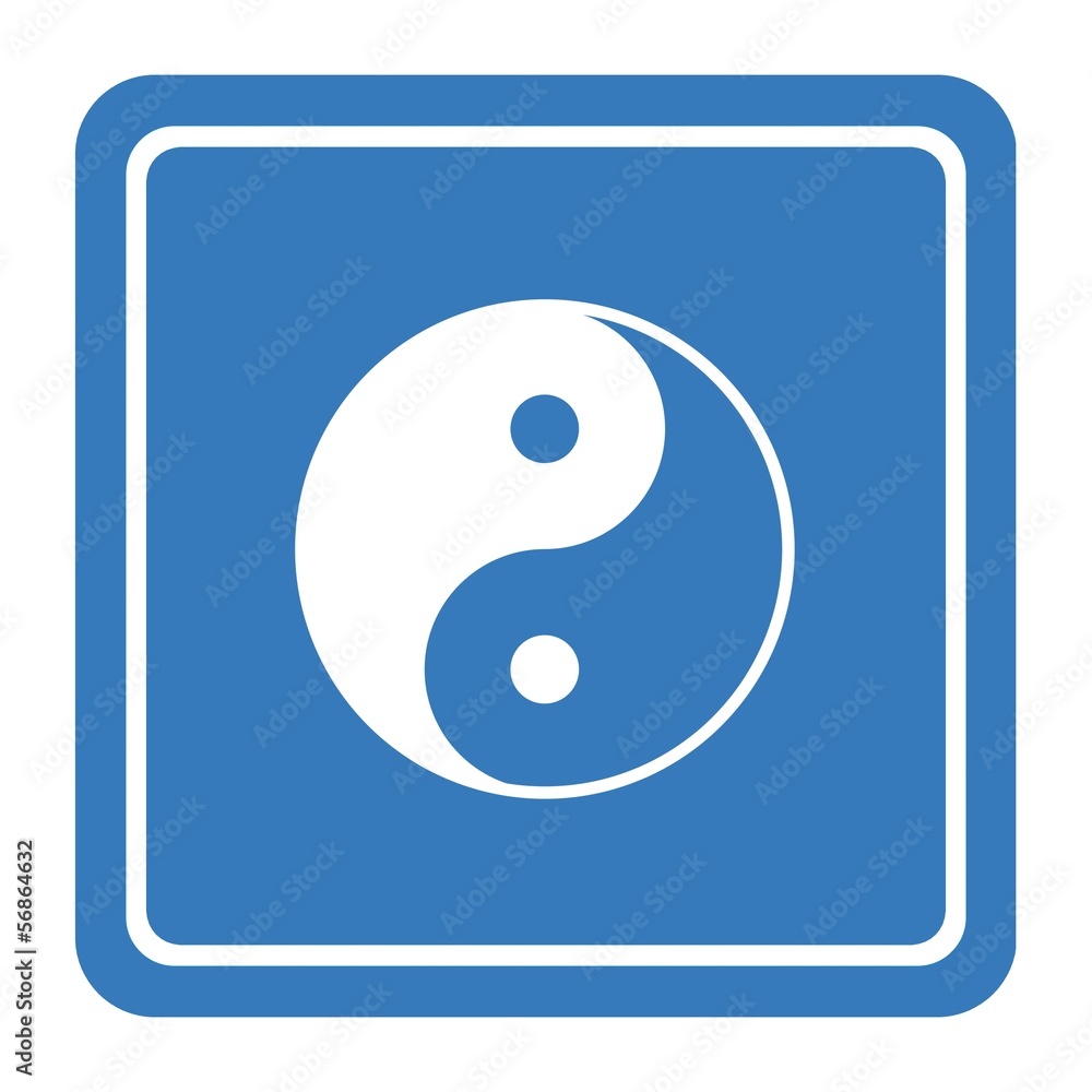 Yin Yang dans un panneau carré bleu Yin Yang dans un panneau carré bleu