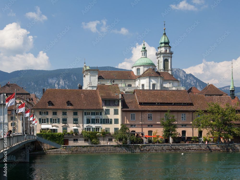 Solothurn, river Aare, St. Ursus Cathedral