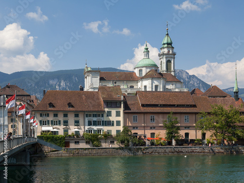 Solothurn, river Aare, St. Ursus Cathedral © photogearch