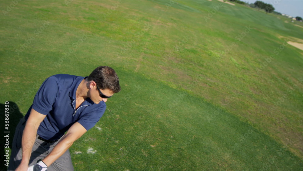Caucasian Male Playing Golf Close Overhead View Caucasian Male Playing Golf Close Overhead View