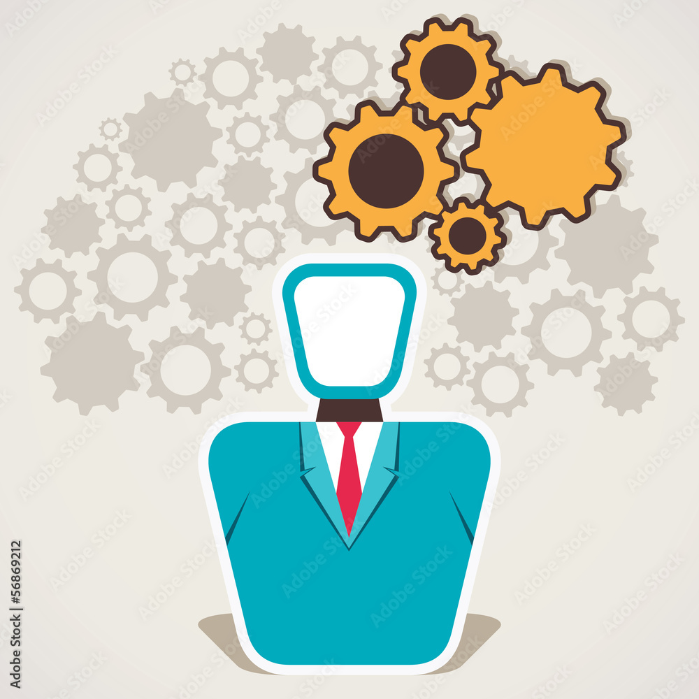 businessmen with gear bubble and gear background vector businessmen with gear bubble and gear background vector