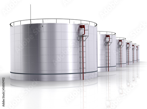 Slika na platnu Oil storage tank on a white background