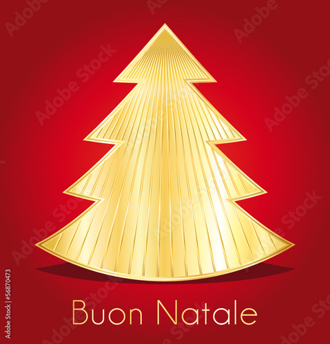Buon natale. Red and gold greeting card.