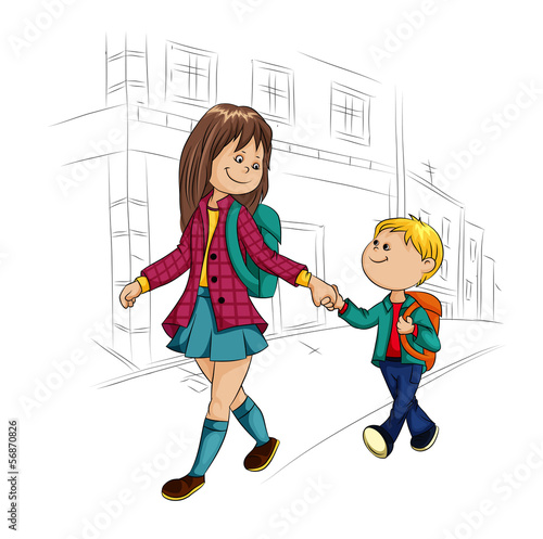 schoolboy and schoolgirl
