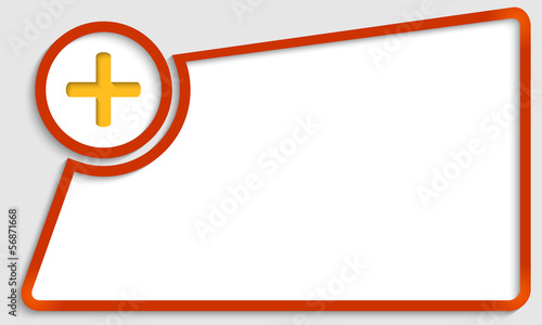 red abstract text frame and plus sign