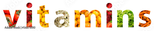 Vitamins Word Concept Made From Fruits And Vegetables