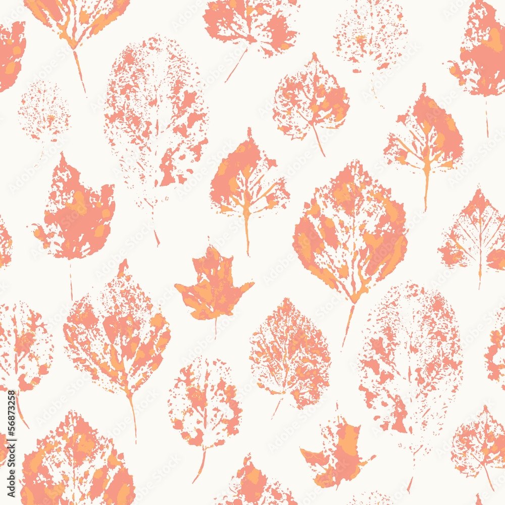 Seamless texture with stamped autumn leaves Seamless texture with stamped autumn leaves