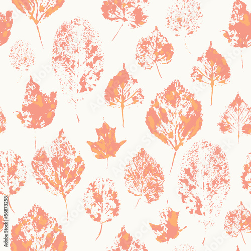 Seamless texture with stamped autumn leaves