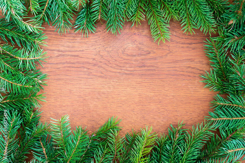 Christmas fir tree on a wooden board