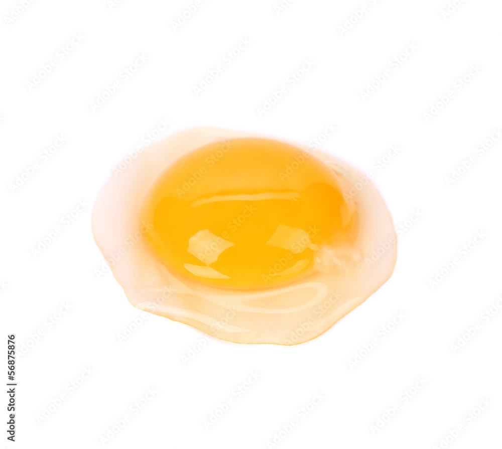 Egg yolk closeup isolated on white