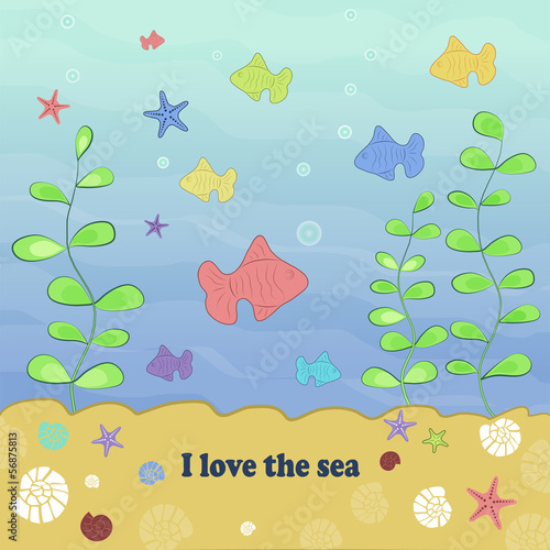 Vector illustration of funny about the underwater world