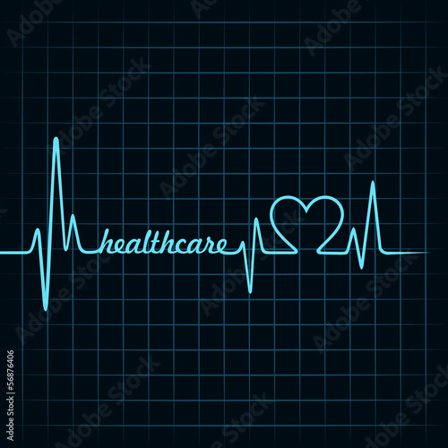 heartbeat make a healthcare text and heart symbol stock vector