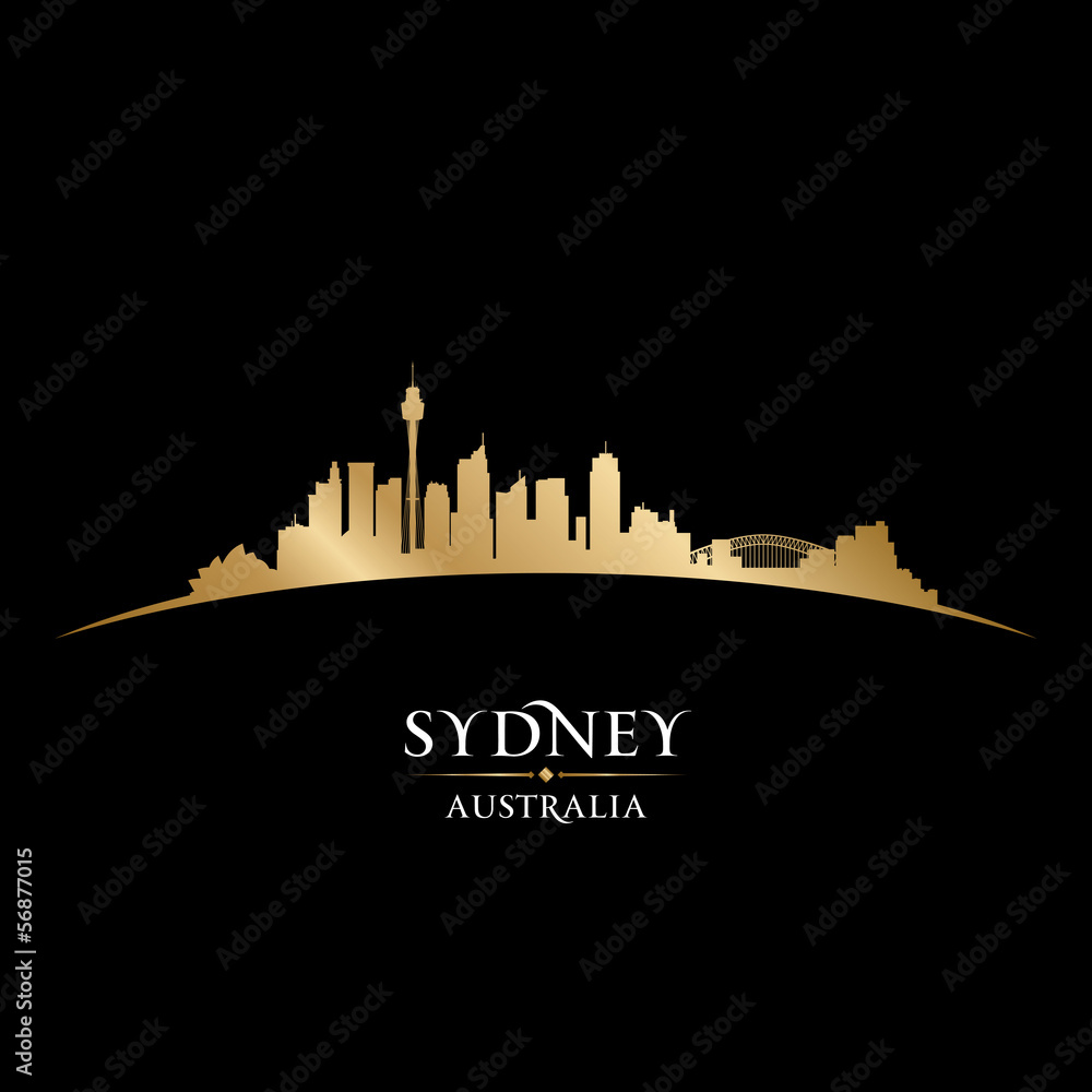 Fototapeta premium Sydney Australia city skyline silhouette black background