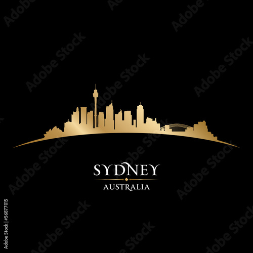 Sydney Australia city skyline silhouette black background