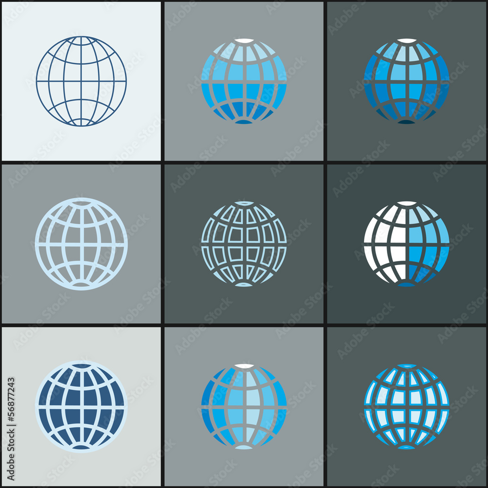 Abstract globe symbol - icon set Abstract globe symbol - icon set