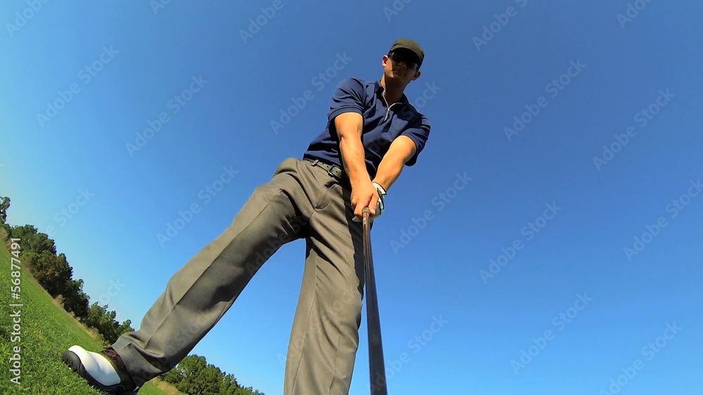 Young Male Caucasian Golfer Filming Selfie