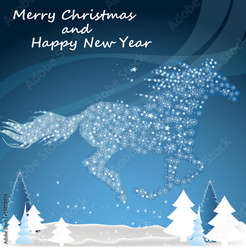 Horse. Happy new year and Merry Christmas 2014