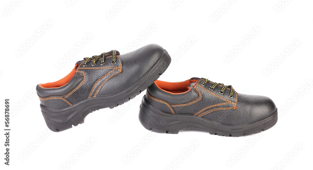 Black man's boots with orange stitch. Black man's boots with orange stitch.