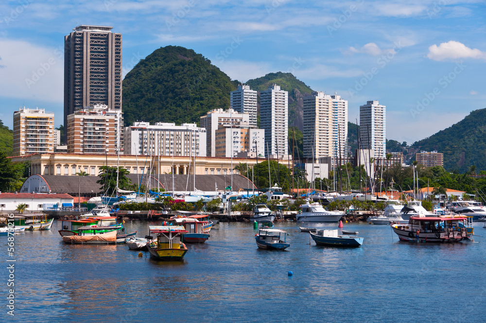 Rio de Janeiro Botafogo District with Buildings and Mountains
