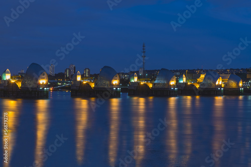 Thames Barrier at night