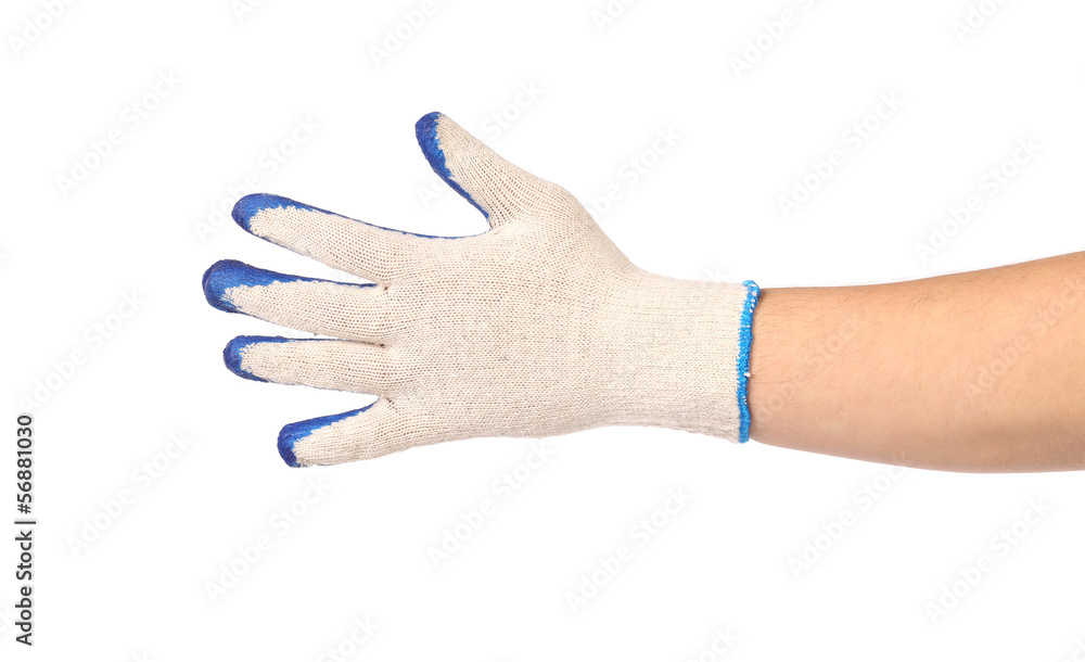 Rubber protective blue glove.