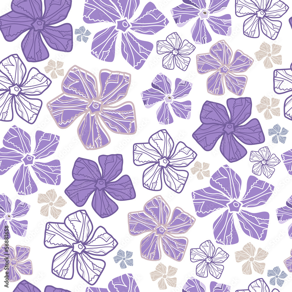 Seamless pattern with violet flowers