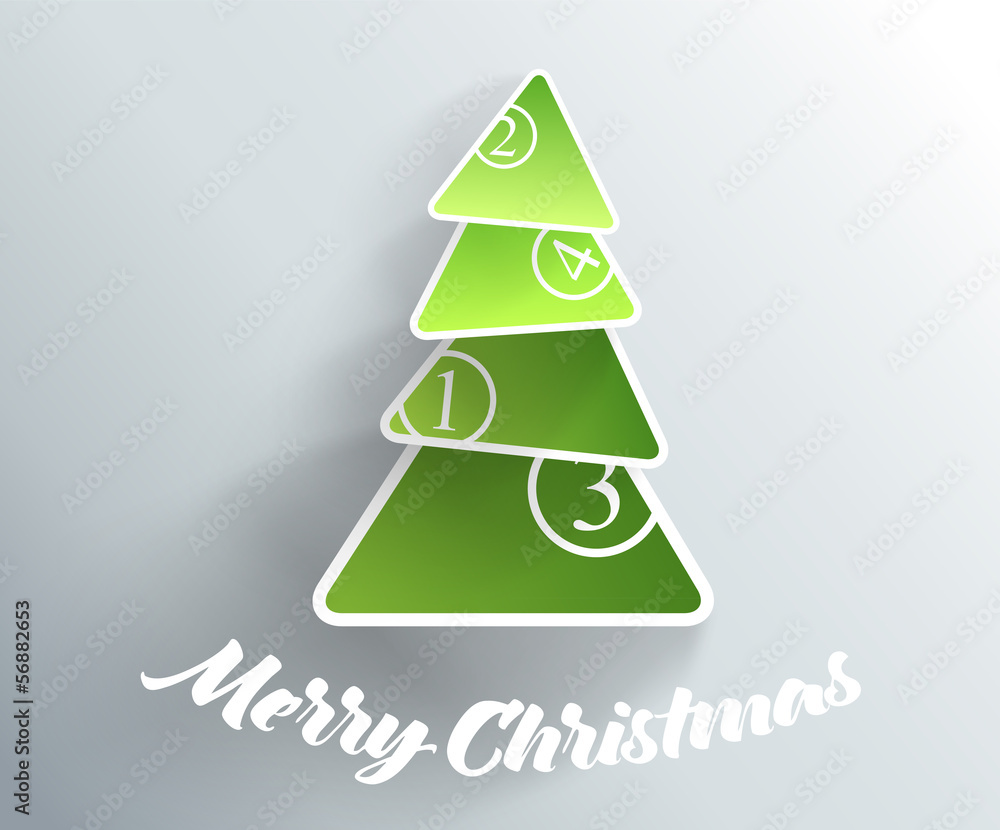 Christmas tree created from green papers. Christmas tree created from green papers.