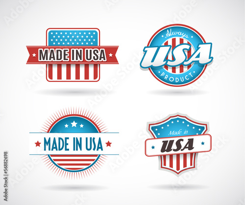 Set of four Made in USA labels.
