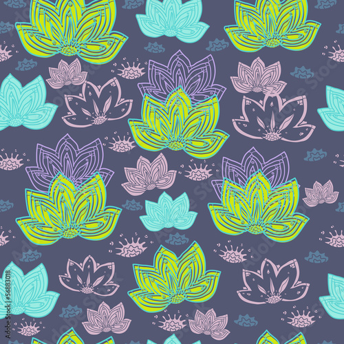 floral seamless pattern with lotus