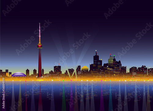 Toronto at Night - Vector illustration