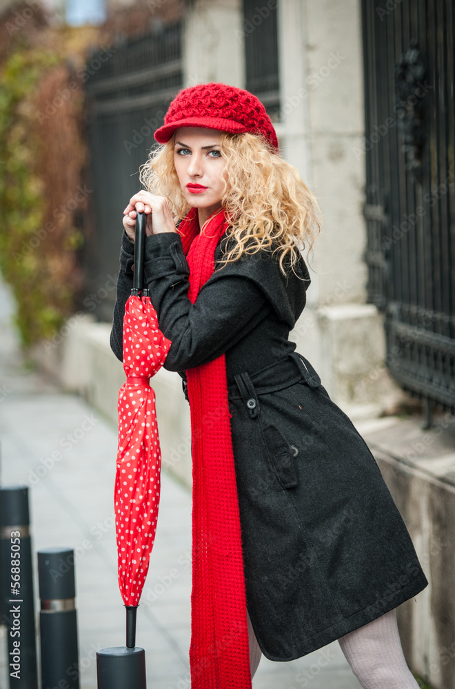 attractive young woman in a winter fashion shot