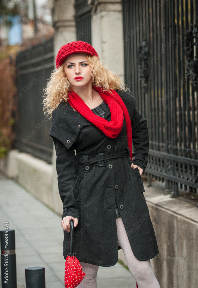 attractive young woman in a winter fashion shot
