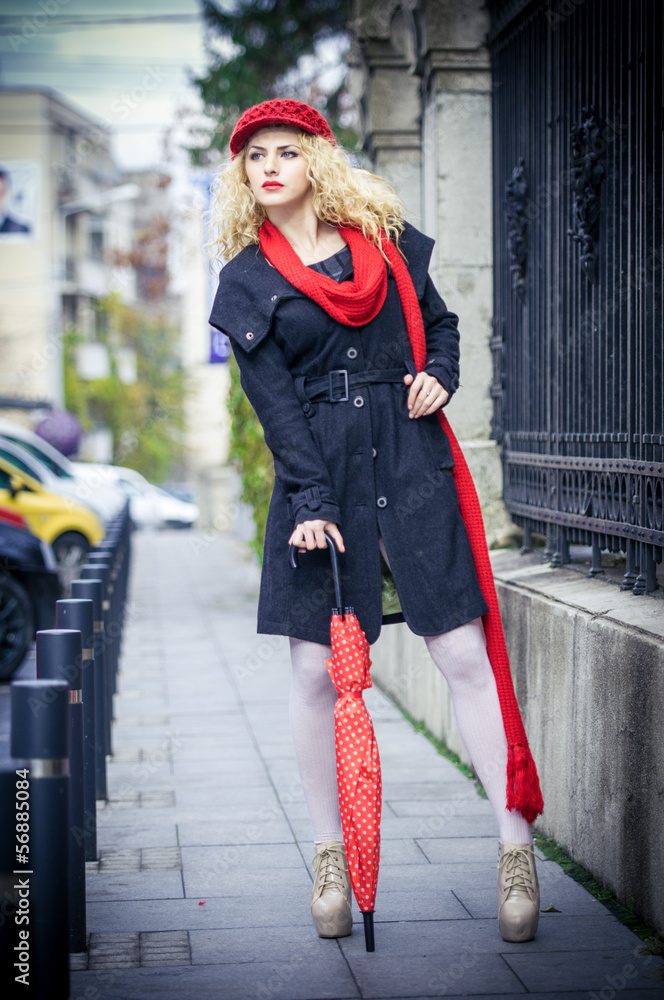 attractive young woman in a winter fashion shot
