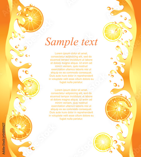 Juicy citrus splashes frame background