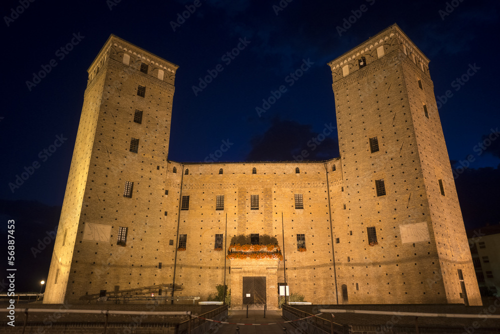 The castle of Fossano by night