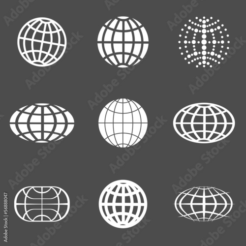Globe icon set - abstract design elements collection