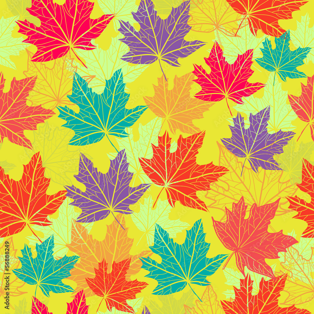 Autumn seamless pattern with maple leaves