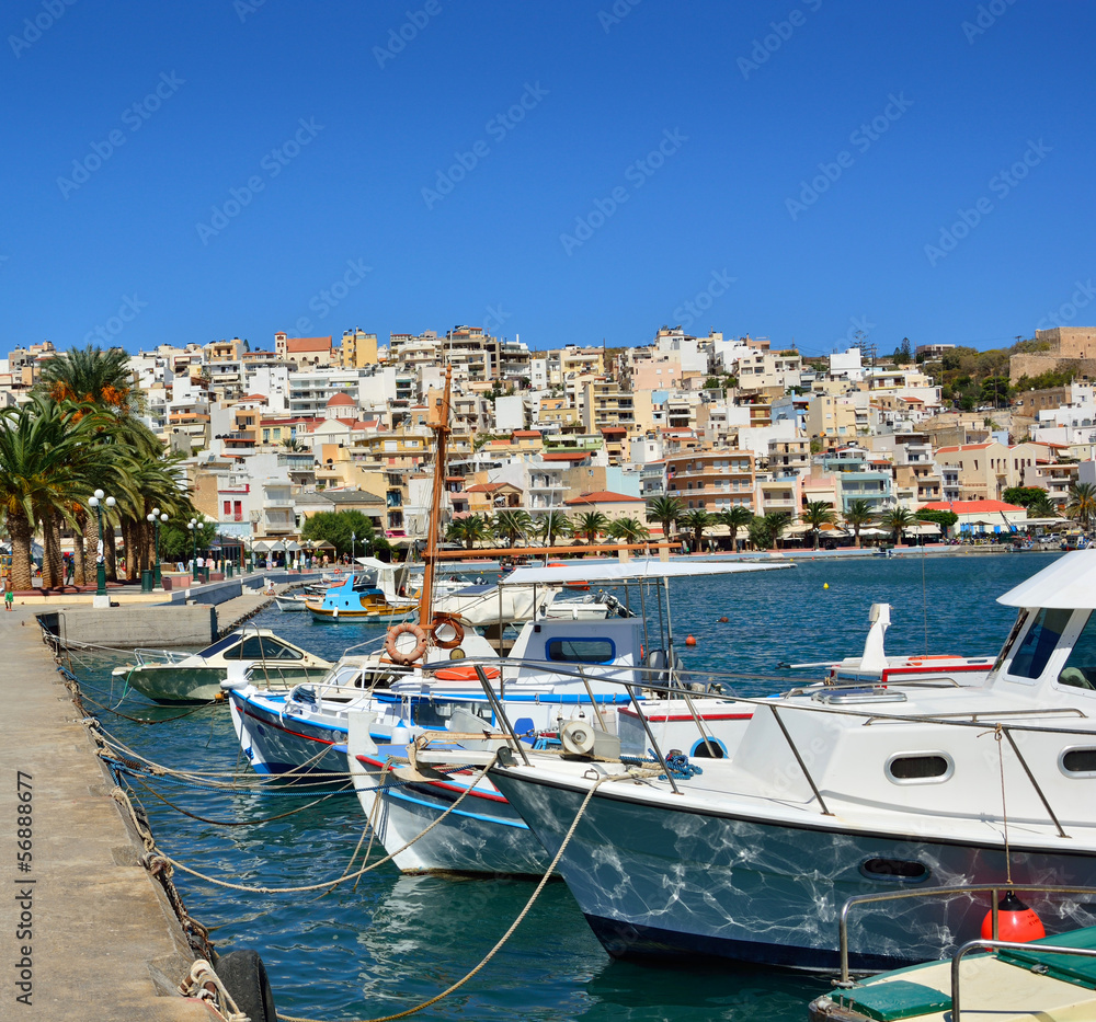 Fishing boats at the dock in Sitia, Greece, Crete