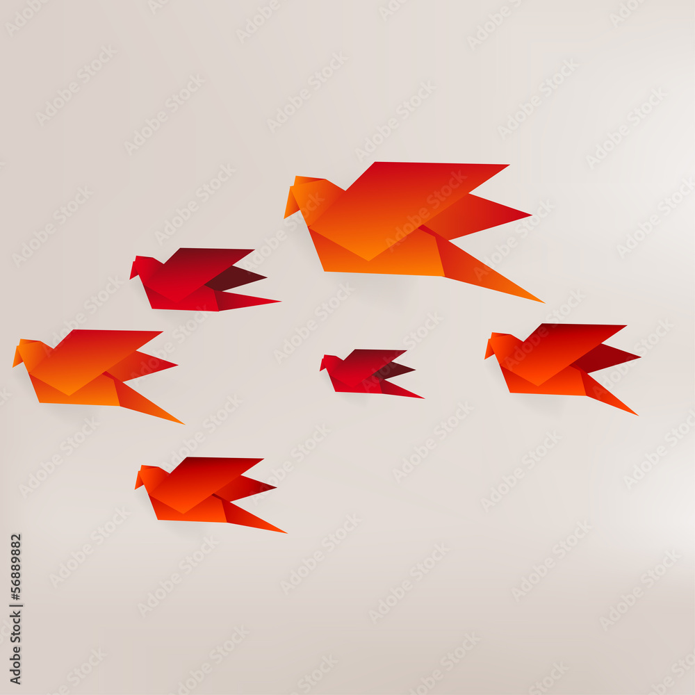 Origami paper bird on abstract background Origami paper bird on abstract background