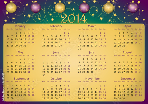 simple editable vector calendar 2014