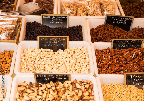 Nuts and Raisins in French Market